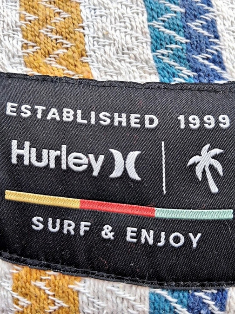 Hurley Packable Towel Backpack Striped Blue & White NWT - Picture 3 of 6
